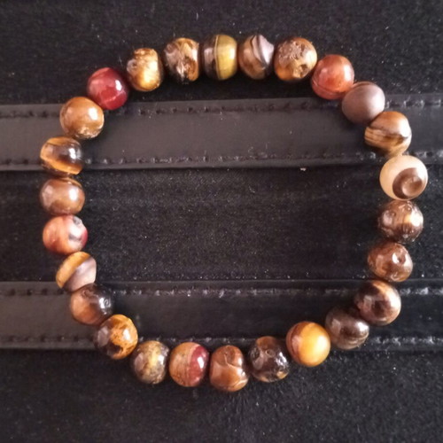 Bracelet with Tiger's Eye Semiprecious Stones like new, brown