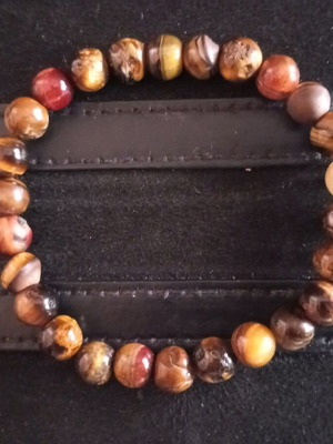 Bracelet with Tiger's Eye Semiprecious Stones like new, brown