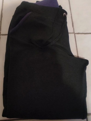 Sweatpants used, black and purple, size XXL (fits L-XL)