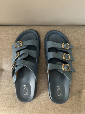 Denim slippers new, size 39 fitting 38, blue