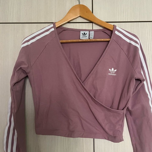 Adidas crop long-sleeve top like new, pink