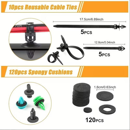 Plastic Car Retainer Clips Set 1240 Pieces Universal Nylon
