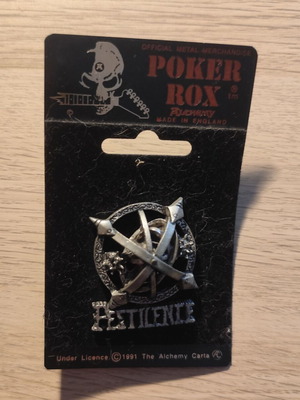 Pestilence Vintage Official Poker Rox Pin Badge 1991 Alchemy England new