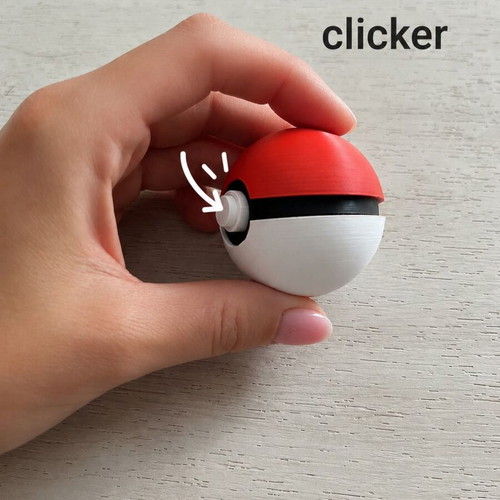 Pokeball Clicker fidget toy new, 3D-printed with mechanical switch