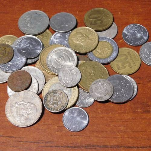Latin American coins used, collection of 38 from various countries