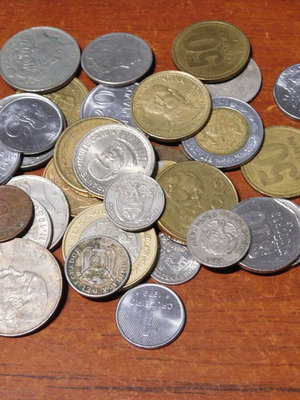 Latin American coins used, collection of 38 from various countries