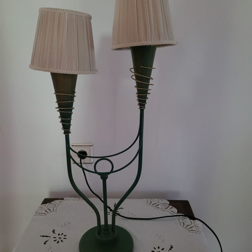 Table lamp with two fabric shades used, classic and elegant design
