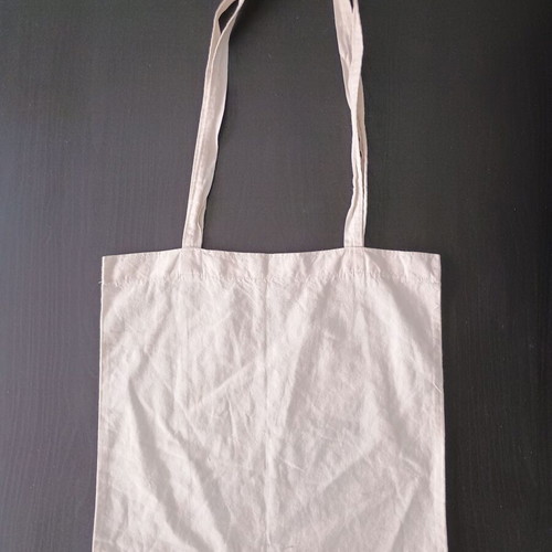 Santorini Canvas Shoulder Bag used, white and blue