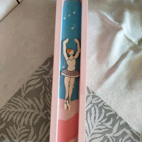 Jewelry box for girls with music, wooden pink ballerina 35.5x7cm like new