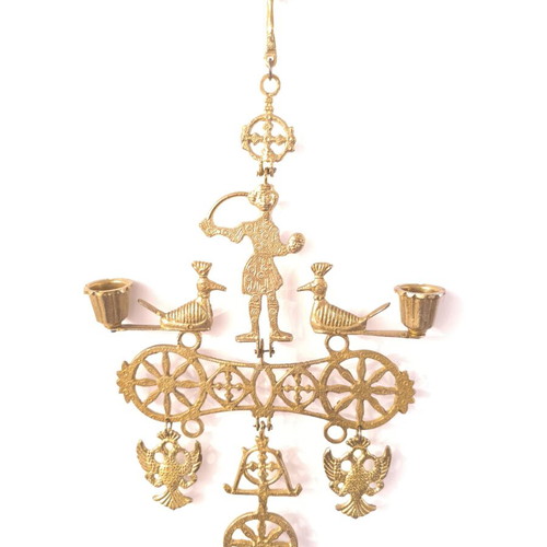 Brass wall candlestick with Byzantine motifs, new
