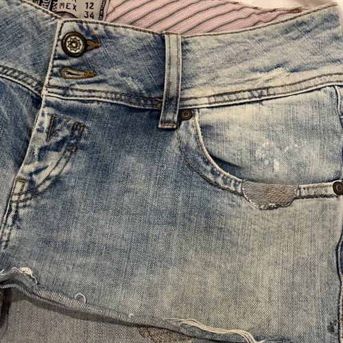Zara trf short denim shorts size 44 with fading and tears