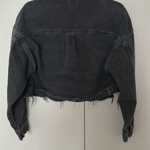 Mango short denim women's jacket used, black, size M-L