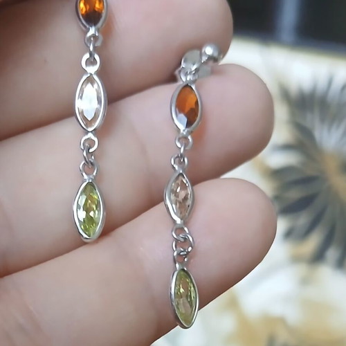 Silver 925 earrings with semi-precious stones, like new, 3.5 cm