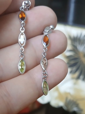 Silver 925 earrings with semi-precious stones, like new, 3.5 cm
