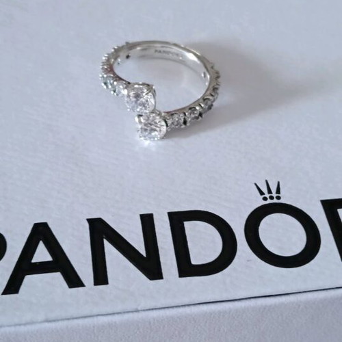 Pandora ring with zircon, new, size 56, silver