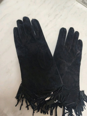 Women's black suede gloves large new