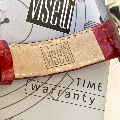Visetti women's watch new, stainless steel, white dial, leather strap