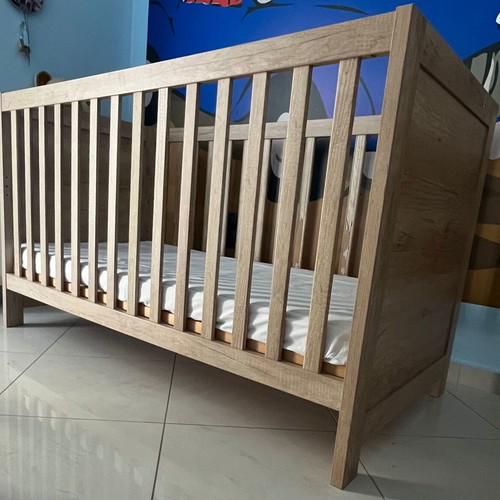 Bébéjou Baby Cot Convertible Like New with Mattress 0.75x1.40 m