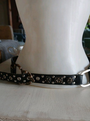 Zara leather belt size 85 like new, black with silver decorations