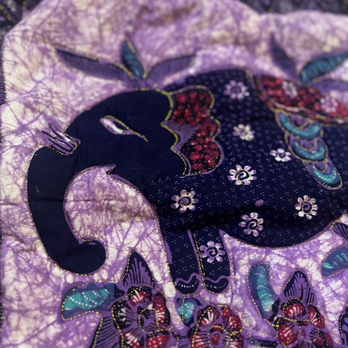 Decorative pillowcase like new, purple and deep blue with elephant design