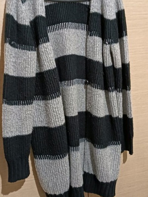Blind Date long knitted cardigan used, size 38, grey and black