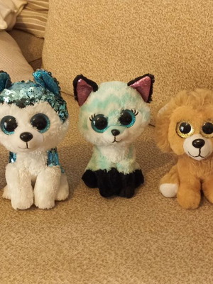 Set of 5 plush toys used, 3 Ty and 2 from another brand