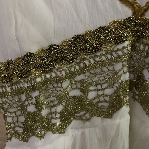 Ancient Greek style dress white with gold embroidered details