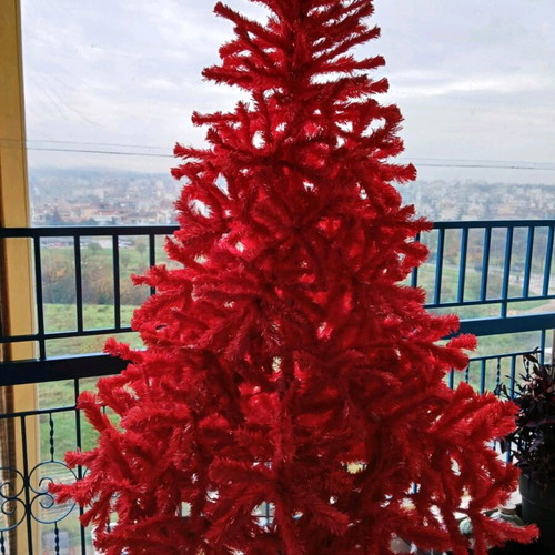 Ροζ χριστουγεννιάτικο δέντρο με σετ γιρλάντες σαν καινούργιο