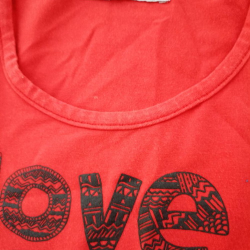 Energiers sleeveless top used, red with ruffle detail