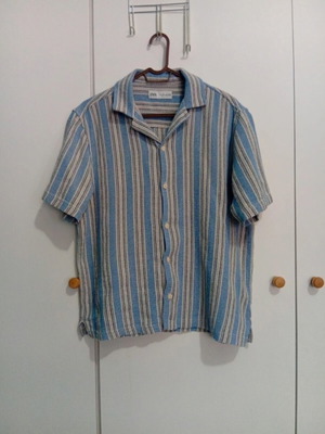 Zara shirt size L, white and blue