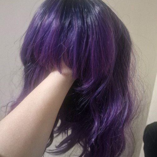 Purple Wavy Wig with Bangs New