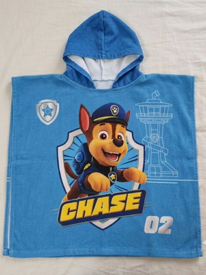 Paw Patrol Chase Kids Poncho Towel new, 100% cotton 60x120 cm