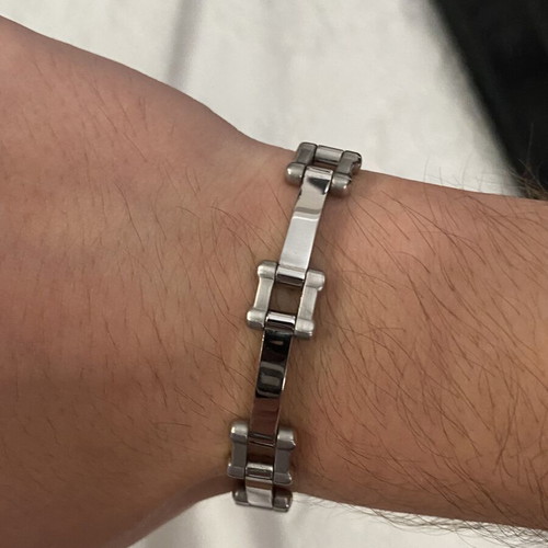 Men's stainless steel bracelet adjustable, new, silver