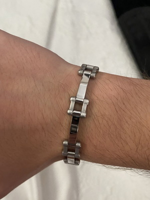 Men's stainless steel bracelet adjustable, new, silver