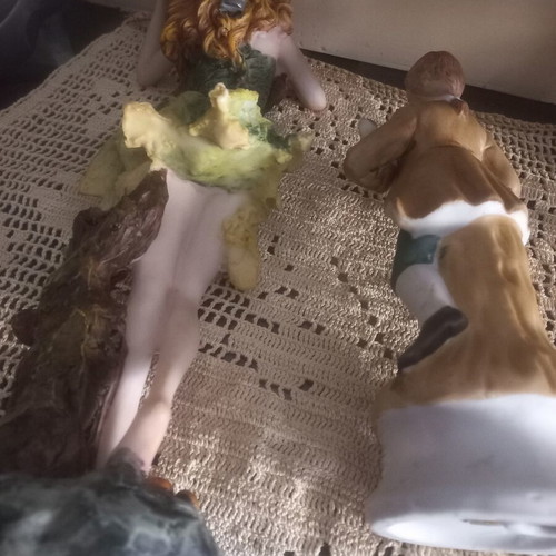 Vintage decorative fairy and boy figurine set, like new, 30cm and 20cm