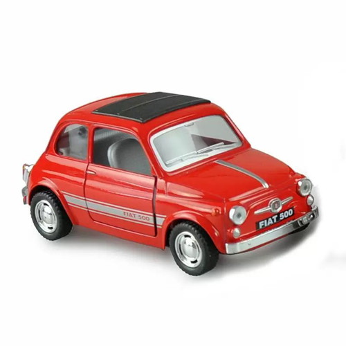 Fiat 500 model 1:24 new with pull-back motor red