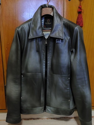 Gray faux leather jacket XL used with fur lining