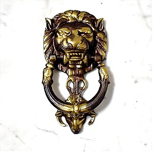 Xάλκινο μασίφ ρόπτρο μπροστινής πόρτας με κεφαλή λιονταριού