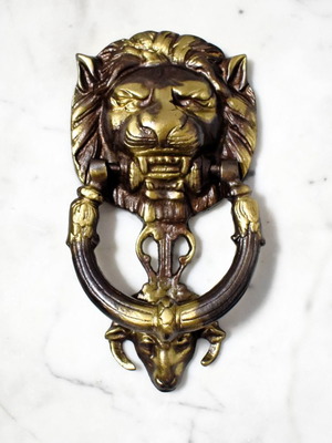 Solid brass door knocker with lion head new