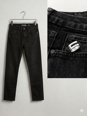 Koton Jeans Brad Μαύρο Παντελόνι W30 Σαν Καινούργιο με Δαχτυλίδι Ανοξείδωτο Ατσάλι