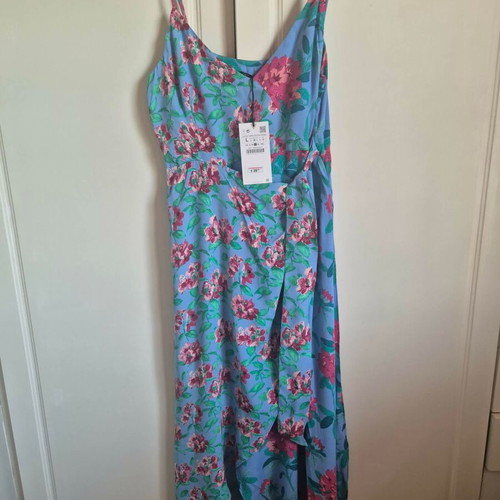 Zara floral dress L new with tag, blue multicolor