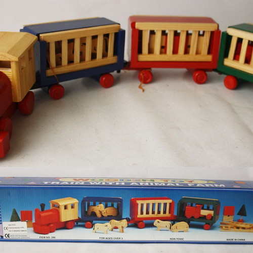 Wooden train with animal wagons Nilco 60cm vintage 90's new