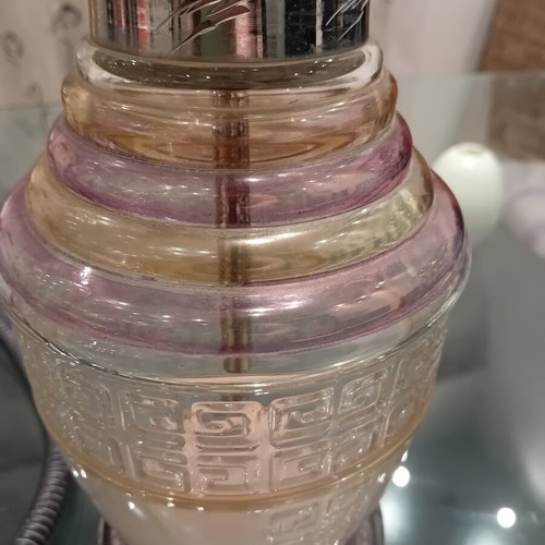 Hookah used with traditional Egyptian metal design and glass base