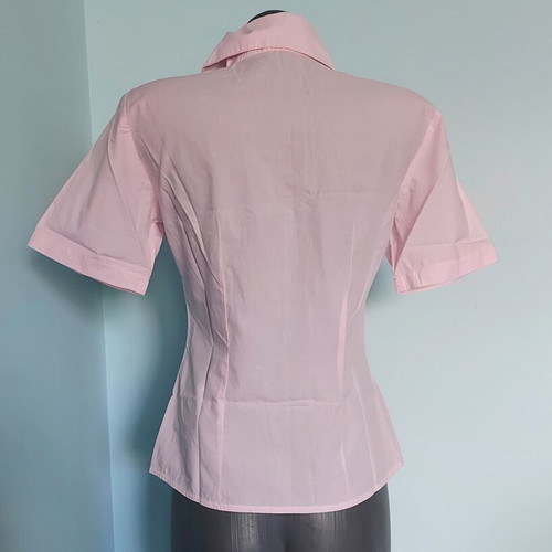 Set of 2 women's cotton shirts, fitted silhouette, pink and dark blue