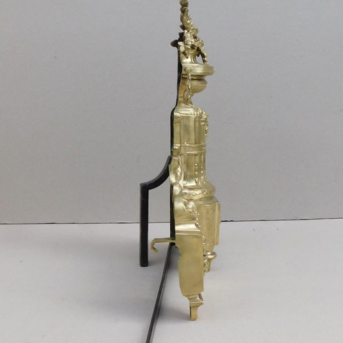 Decorative French Neoclassical Bronze Fireplace Triptych