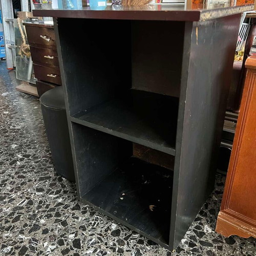 Wooden black shelf used with minor wear