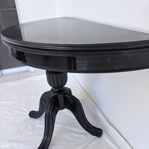 Vintage wooden round side table, extendable