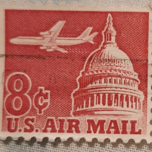 Vintage US Air Mail Stamps used, set of 2