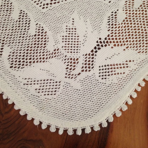 Knitted decorative blanket used, white, 200x190 cm