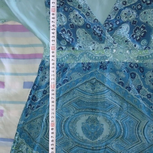Bershka Y2K empire boho top, turquoise and blue